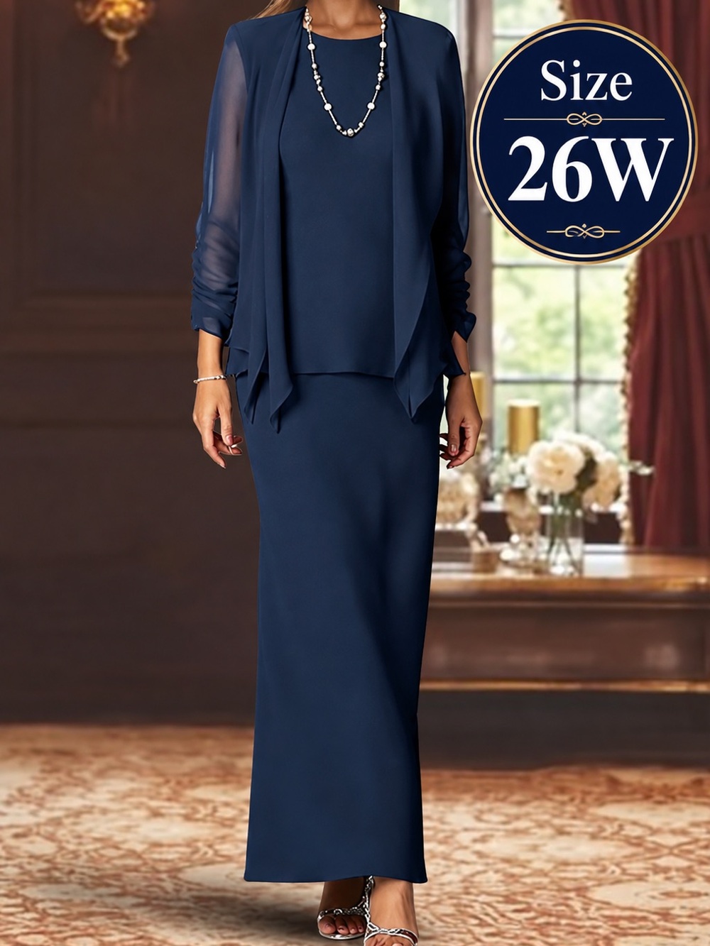 NWT Mondressy 26W Navy Chiffon Mother of Bride Gown Jacket